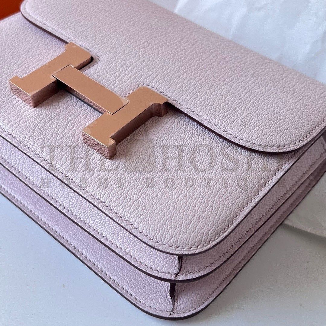 H**me5 Constance 18 Handmade Bag In Mauve Pale Chevre Mysore Leather Master Quality