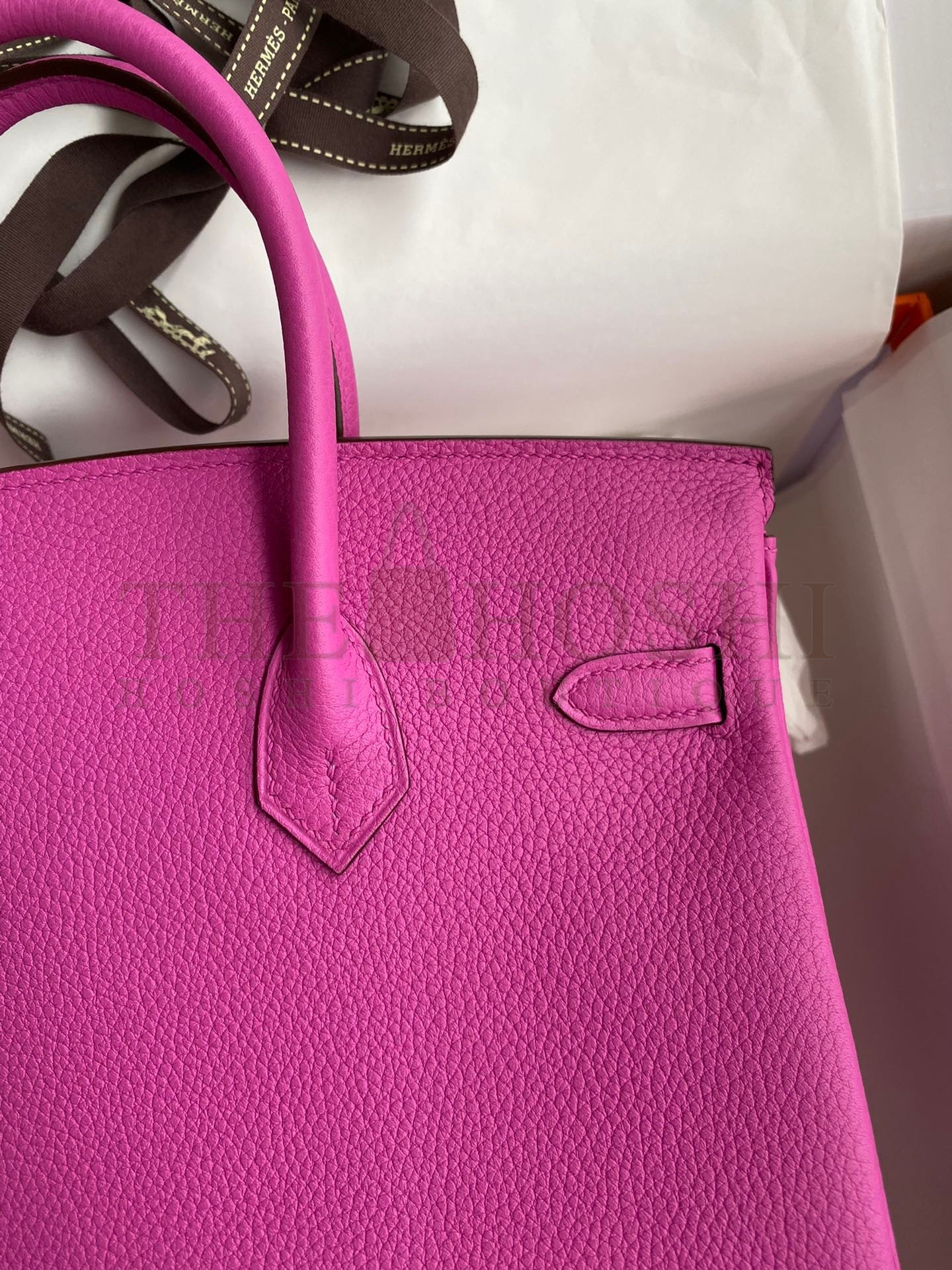 H**me5 Birkin 25 Retourne Handmade Bag In Magnolia Clemence Leather Master Quality