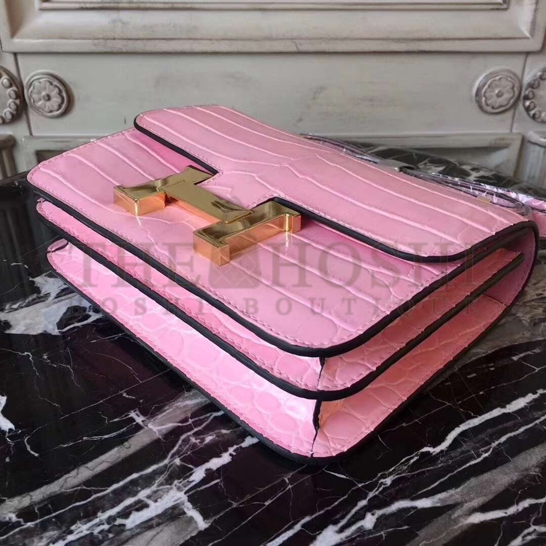 H**me5 Pink Constance MM 24cm Crocodile Bag Master Quality