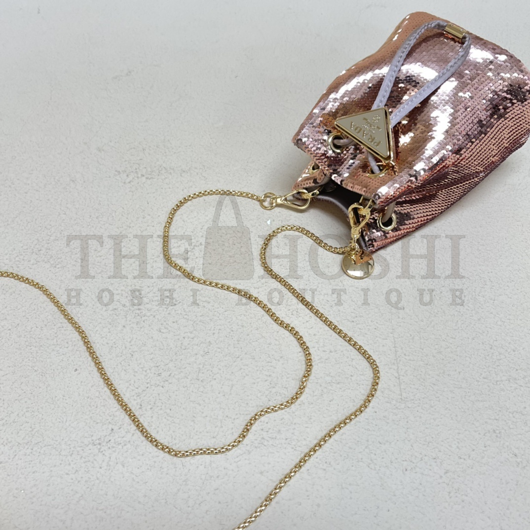 Pra*a Sequined satin mini-pouch bag Height: 9.5cm Width: 9cm Length: 6cm Master Quality