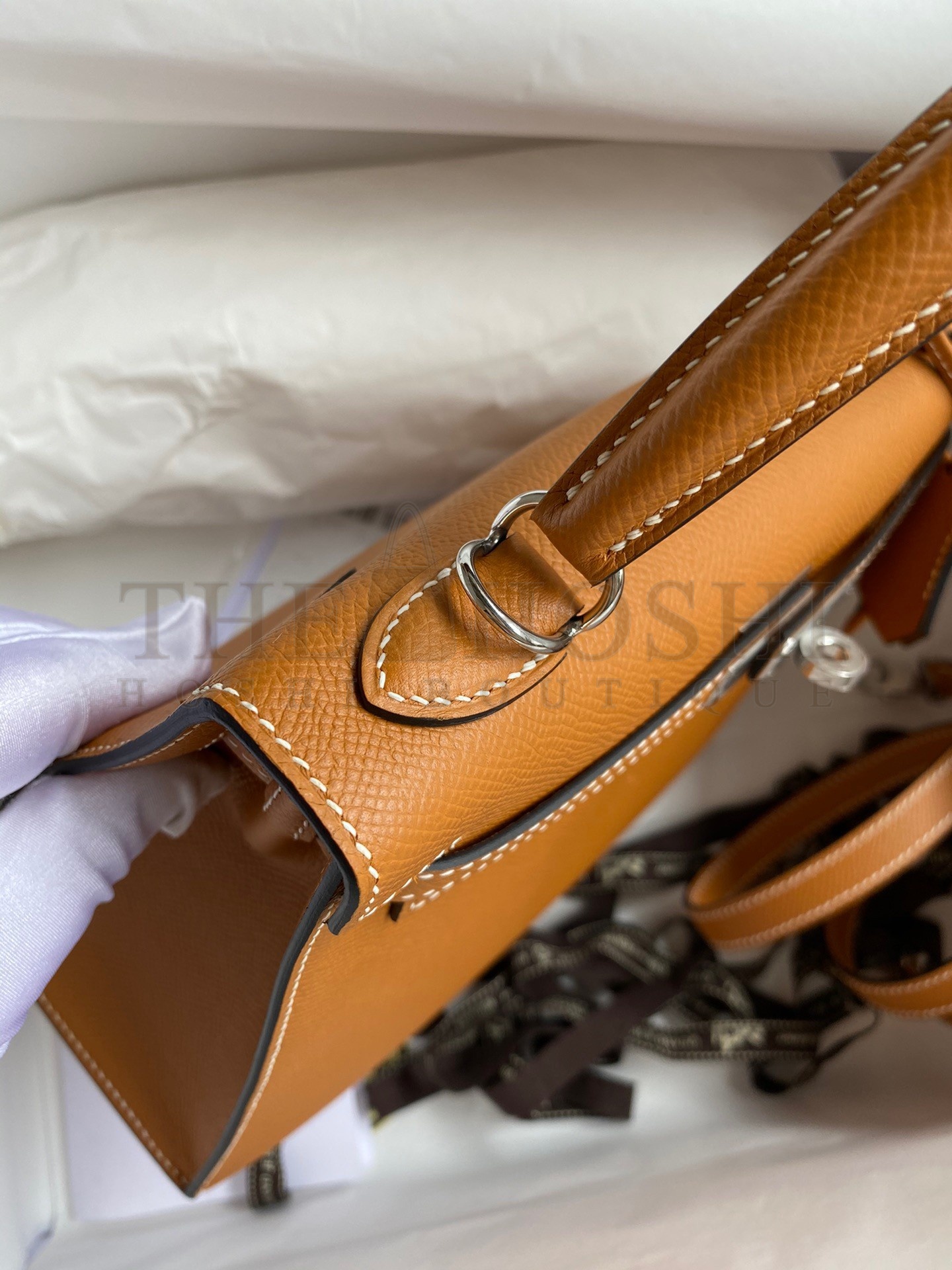 H**me5 Kelly Sellier 25 Handmade Bag In Toffee Epsom Calfskin Master Quality