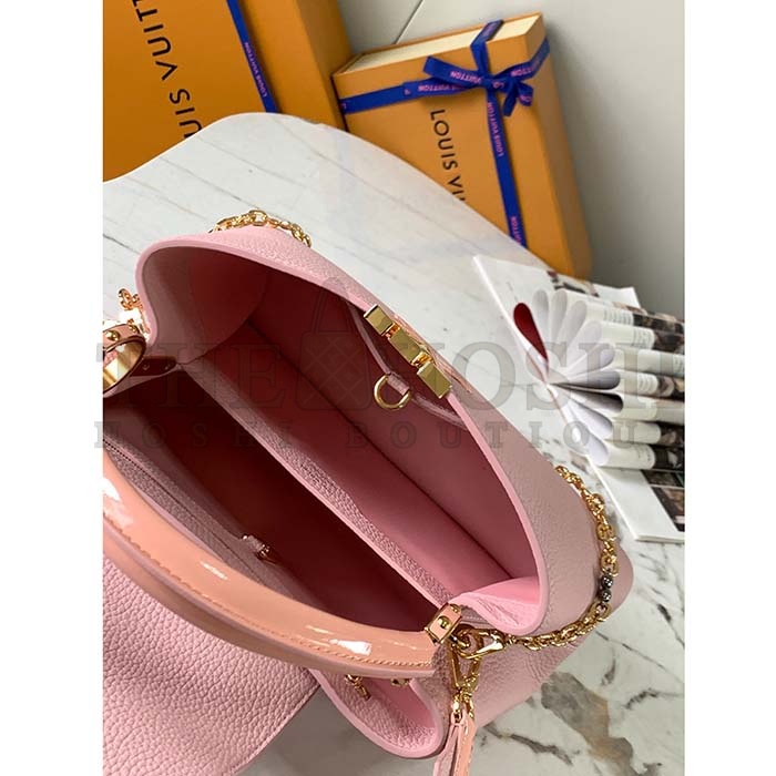 L0vis Vvtt0n LV Women Capucines BB Handbag Pearly Pink Taurillon Leather Master Quality