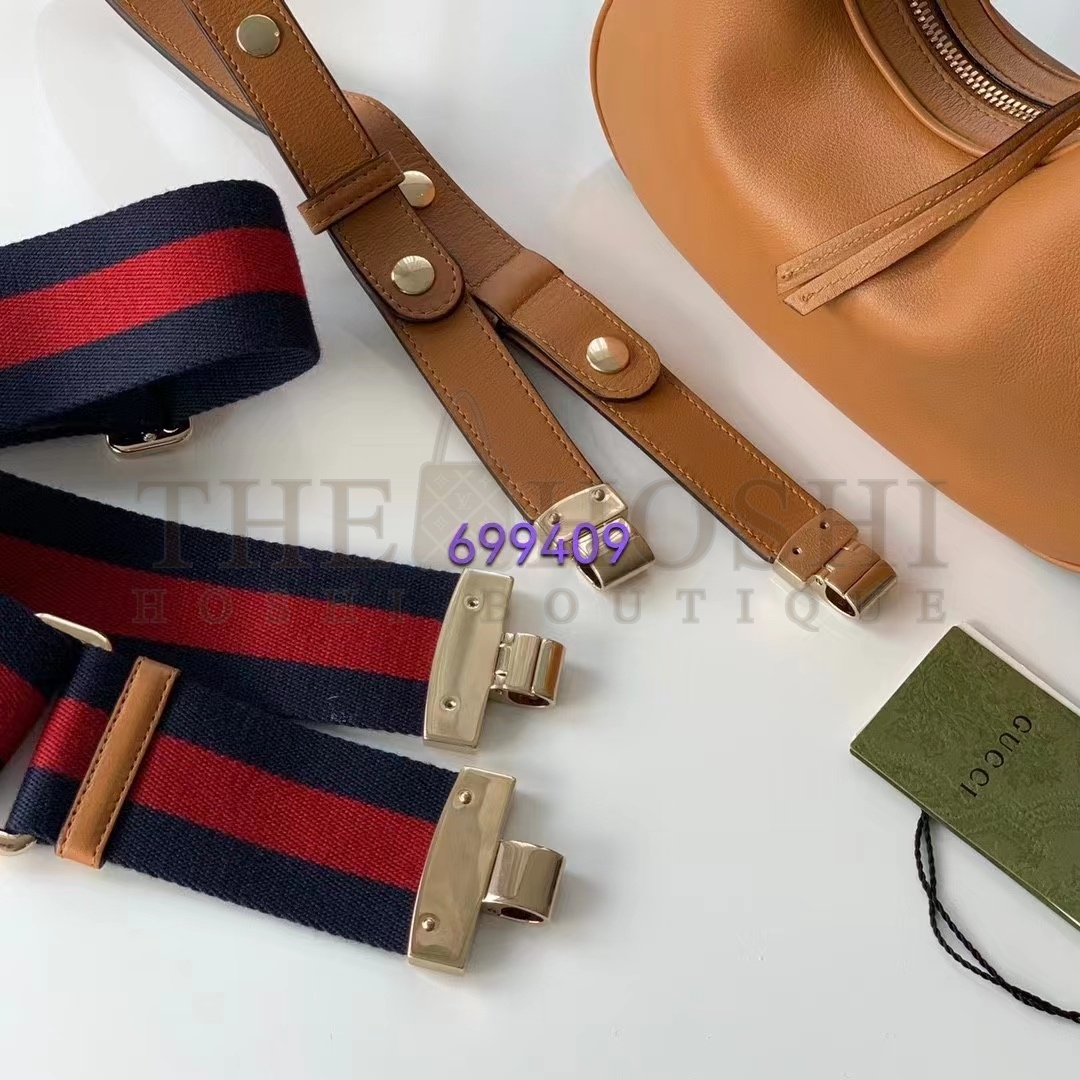 Gvc*1 Women Attache Small Shoulder Bag Oatmeal Leather Orange Black Web Master Quality