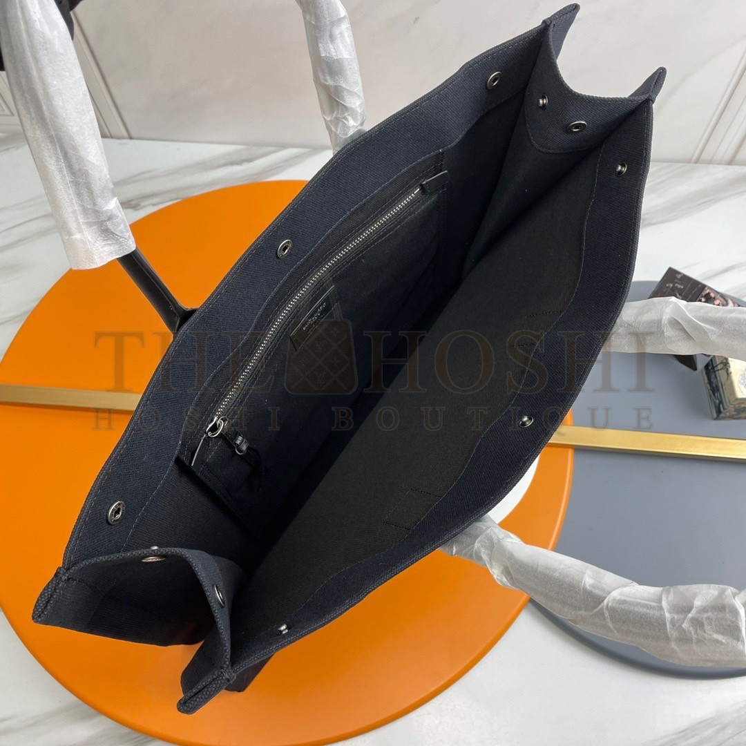 Sa1nt Lau*nt Rive Gauche Tote Bag in Black Linen and Leather Master Quality