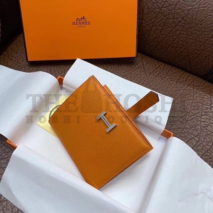 H**me5 Bearn Compact Wallet In Orange Epsom Leather Master Quality