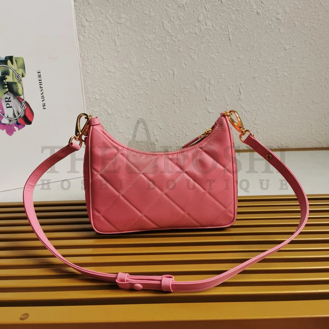 Pra*a Re-Edition 1995 Chaine Mini Bag in Pink Re-Nylon Master Quality