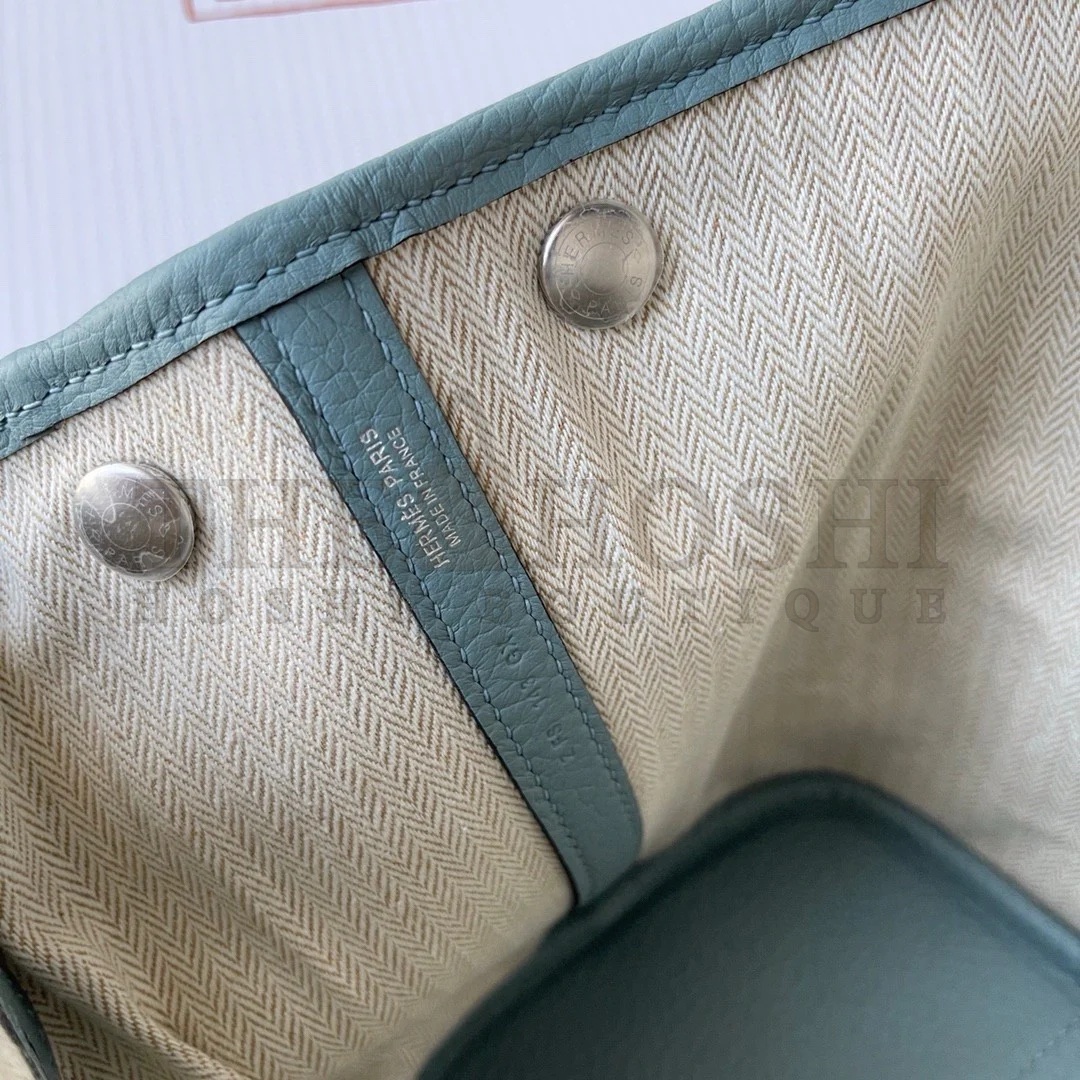 H**me5 Garden Party 30 Handmade Bag in Ciel Negonda Leather Master Quality