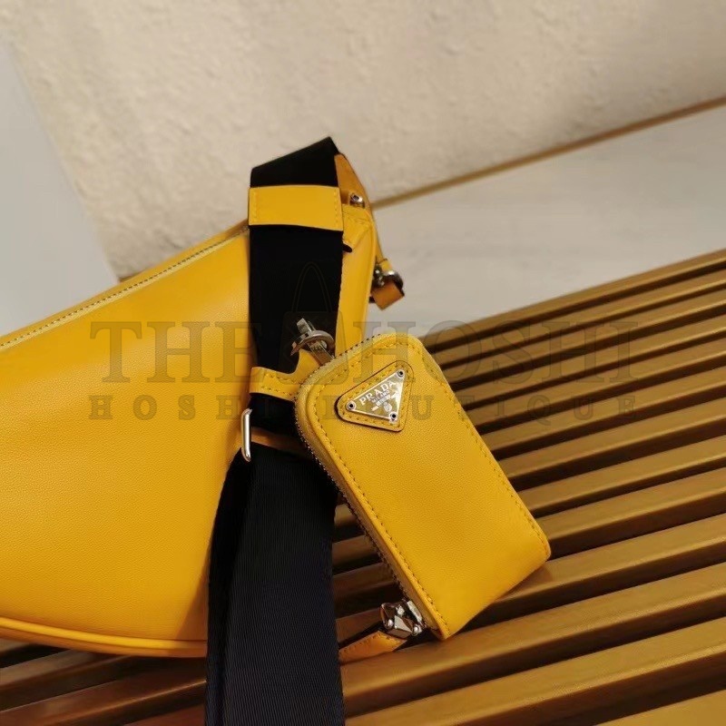 Pra*a Triangle Shoulder Bag In Yellow Leather Master Quality