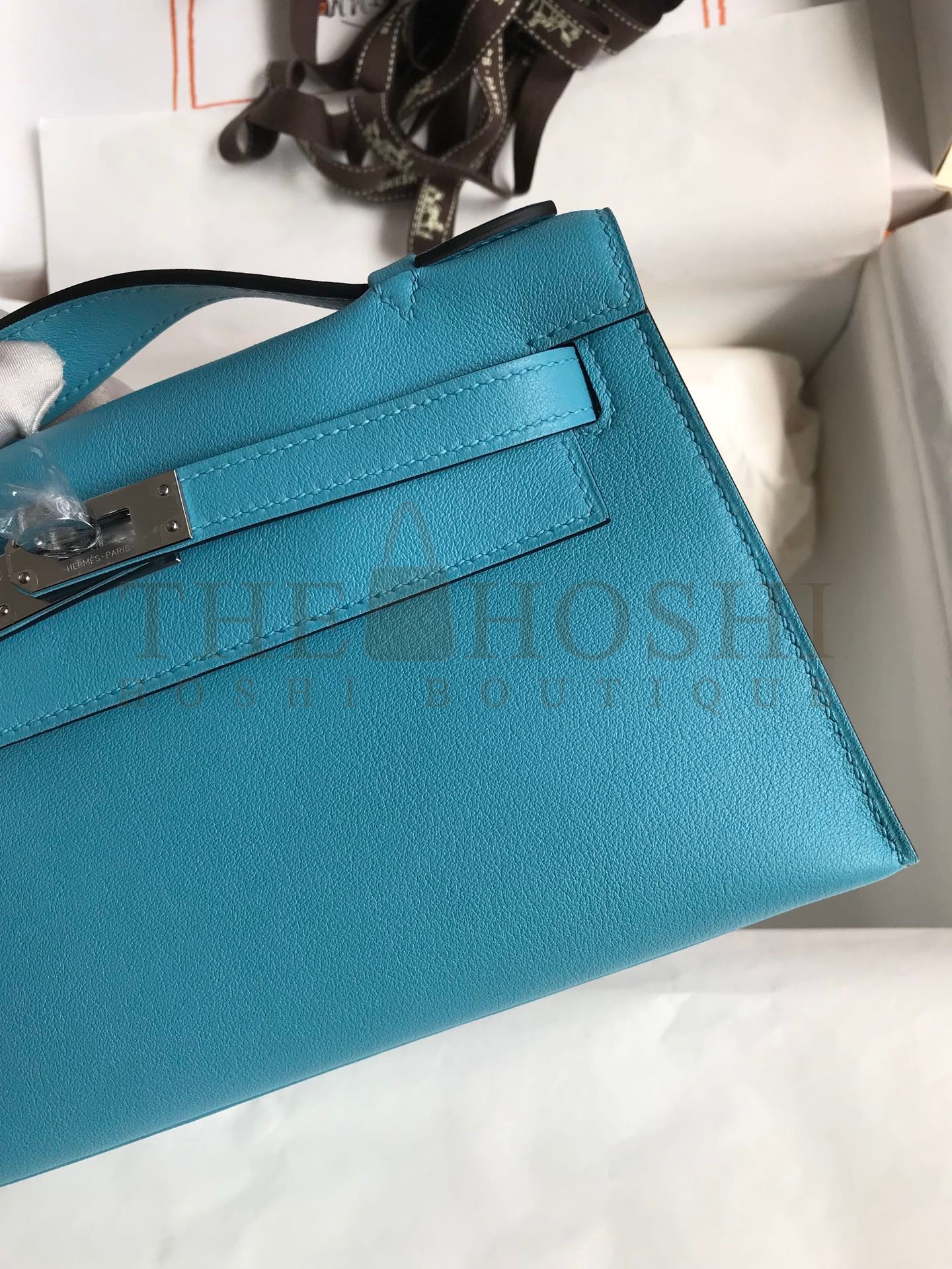 H**me5 Kelly Pochette Handmade Bag In Blue du Nord Swift Calfskin Master Quality
