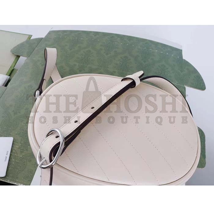 Gvc*1 Women GG Blondie Mini Shoulder Bag White Leather Round Interlocking G Patch Master Quality
