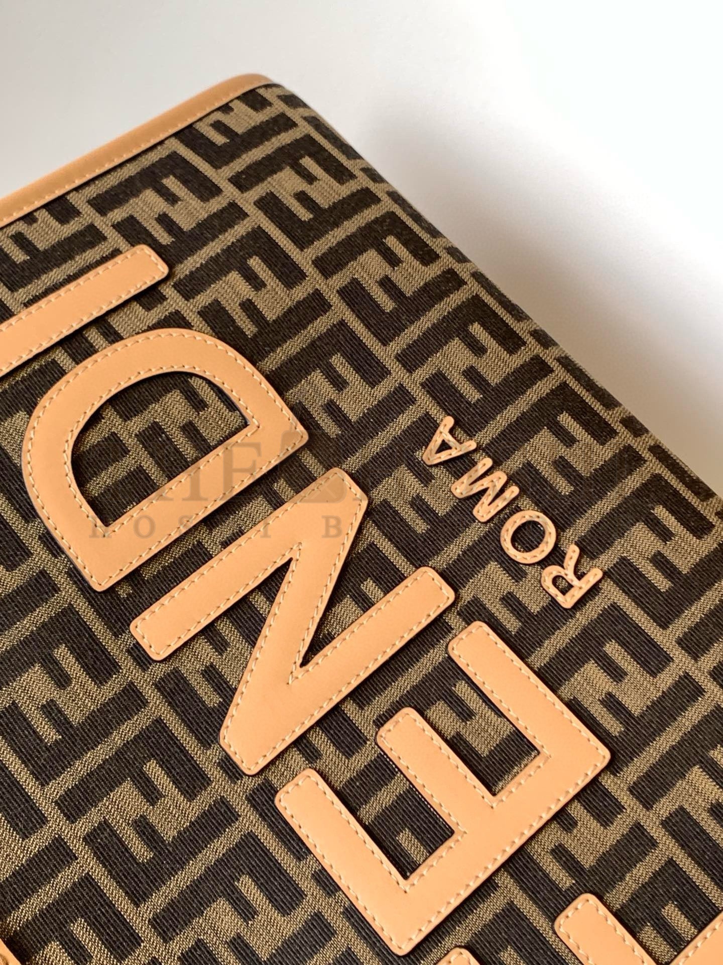 F**di Sunshine Medium Tote Bag in Brown FF Jacquard Fabric Master Quality