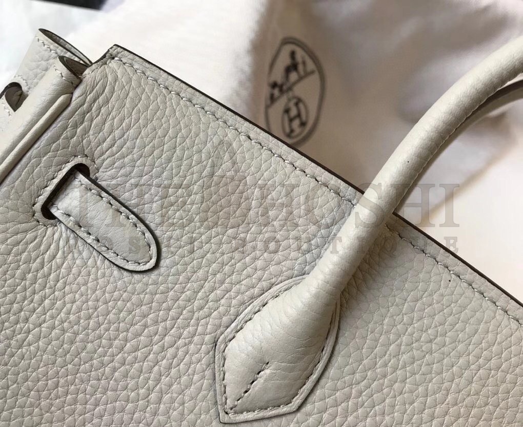 H**me5 Birkin 30 Bag in Pearl Grey Clemence Leather with GHW Master Quality