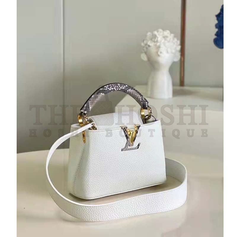 L0vis Vvtt0n LV Women Capucines Mini Handbag White Taurillon Leather Master Quality