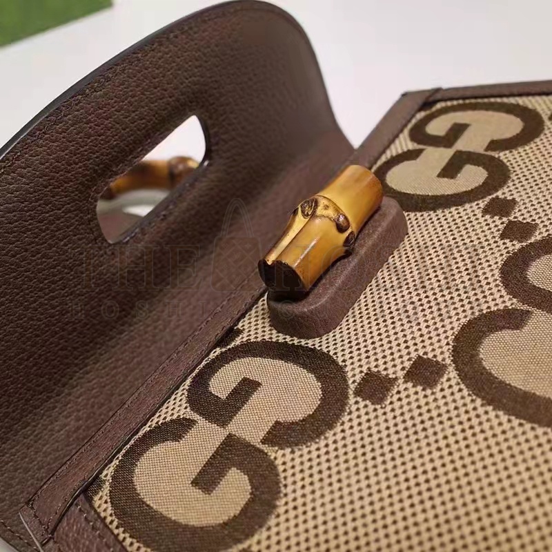 Gvc*1 Women Bamboo 1947 Jumbo GG Mini Bag Brown Camel Ebony Canvas Master Quality