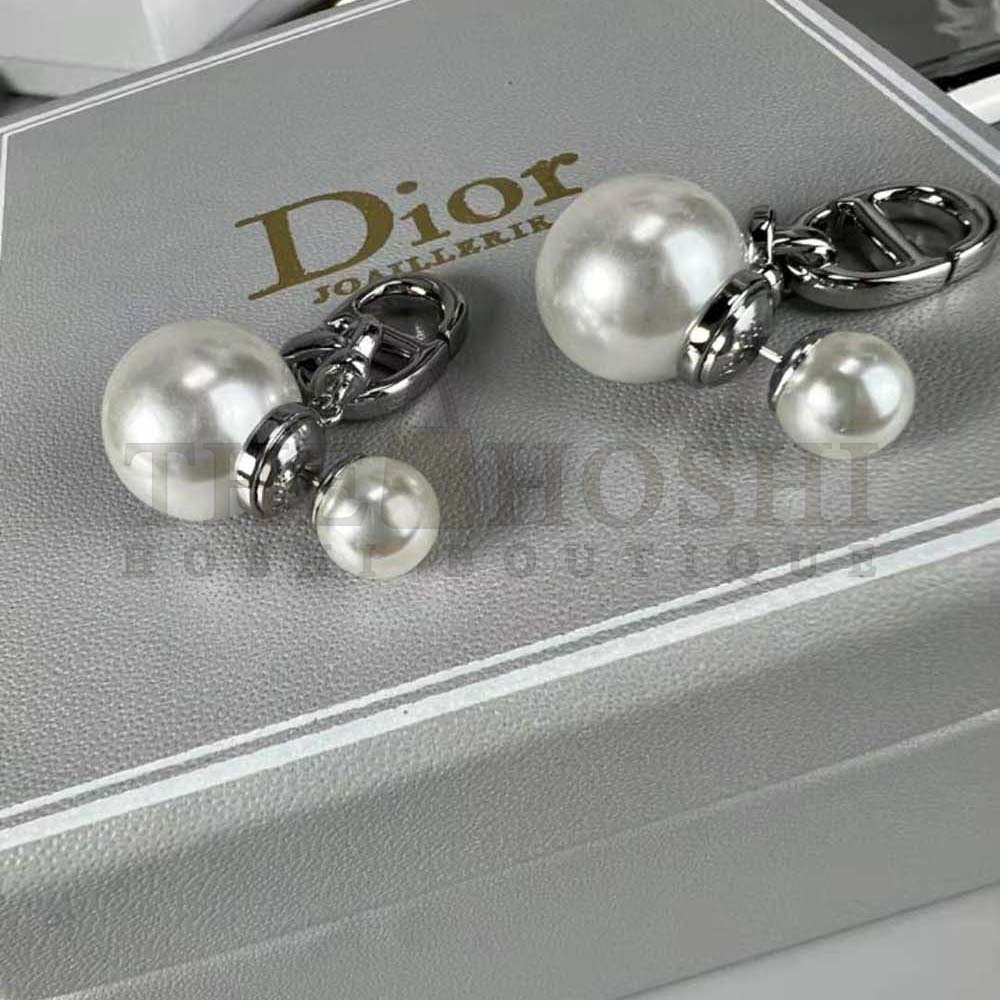 D10r Women Tribales Earrings Silver-Finish Metal with White Resin Pearls Master Quality