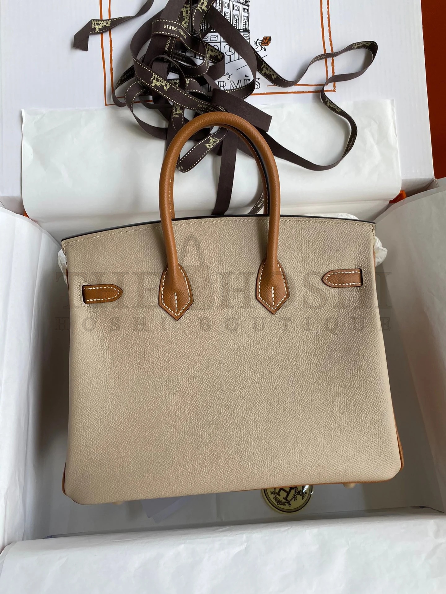 H**me5 HSS Birkin 25 Bicolor Bag in Trench and Gold Epsom Calfskin Master Quality
