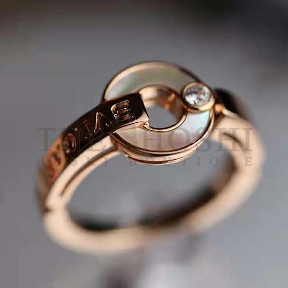 Bv1g*ai Women Openwork 18 KT Rose Gold Ring Master Quality