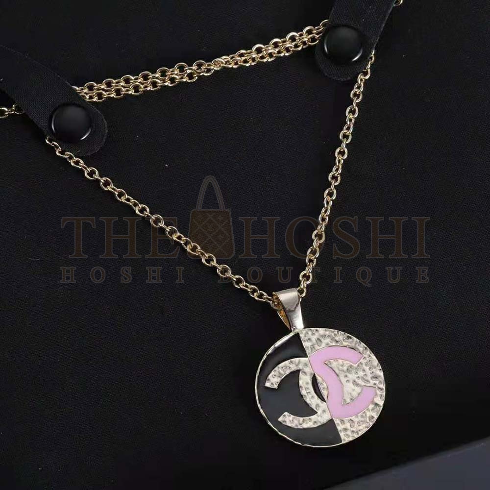 Ch**el Women Pendant Necklace in Metal-Black and Pink Master Quality