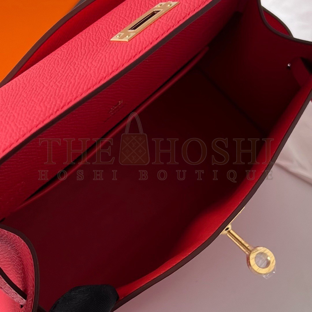 H**me5 Kelly Pochette Handmade Bag In Rose Japour Epsom Calfskin Master Quality
