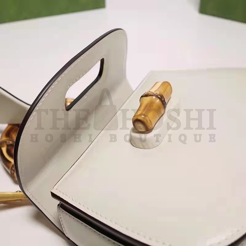 Gvc*1 Women Bamboo 1947 Mini Top Handle Bag White Leather Bamboo Hardware Master Quality