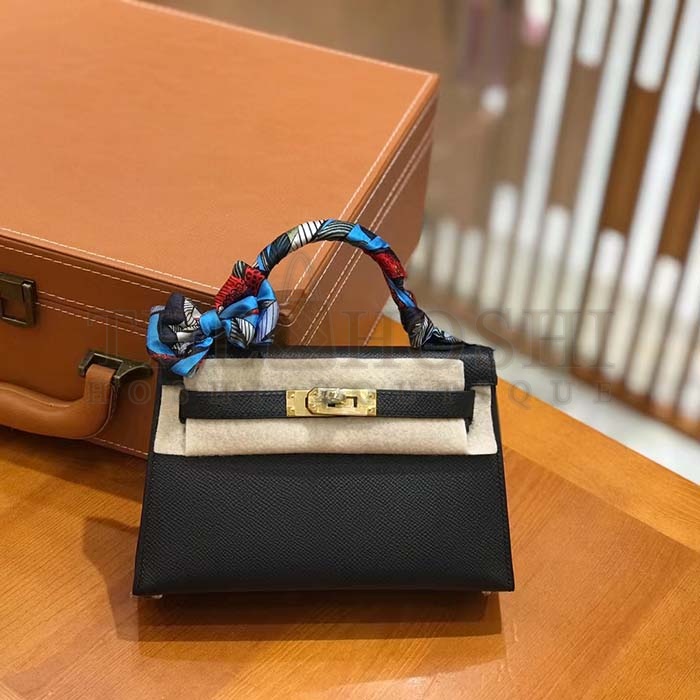 H**me5 Women Mini Kelly 20 Bag in Togo Leather with Gold Hardware-Black Master Quality