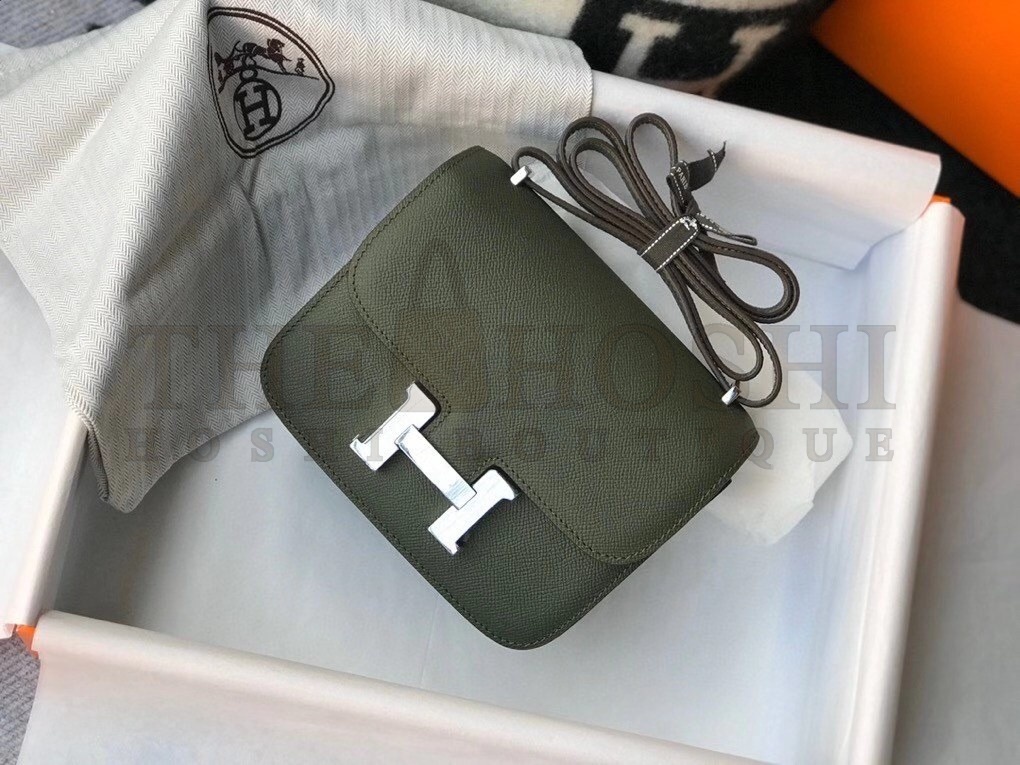 H**me5 Mini Constance 18cm Epsom Vert Olive Bag Master Quality