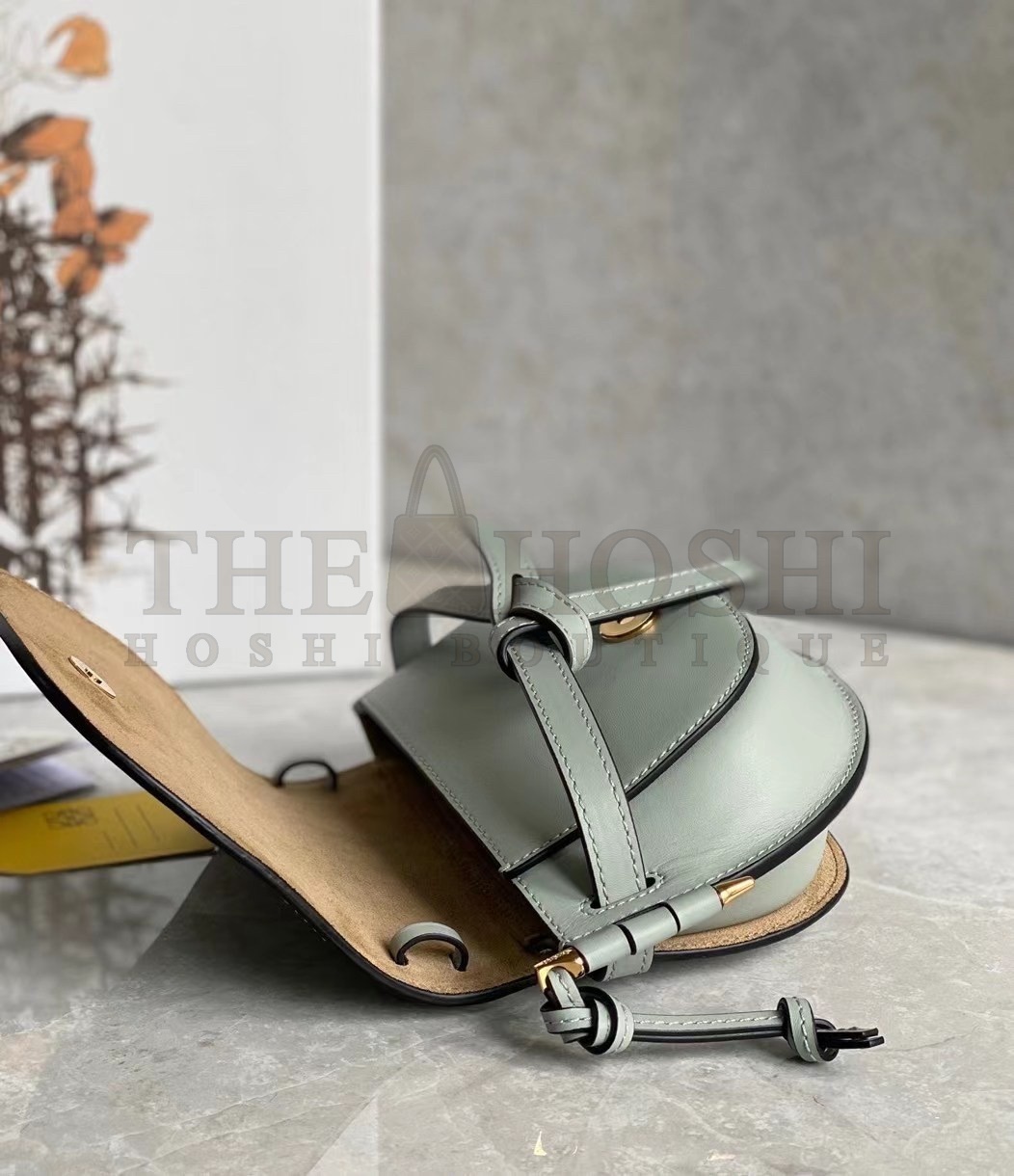 L0ew* Mini Gate Dual Bag In Ash Grey Calfskin Master Quality