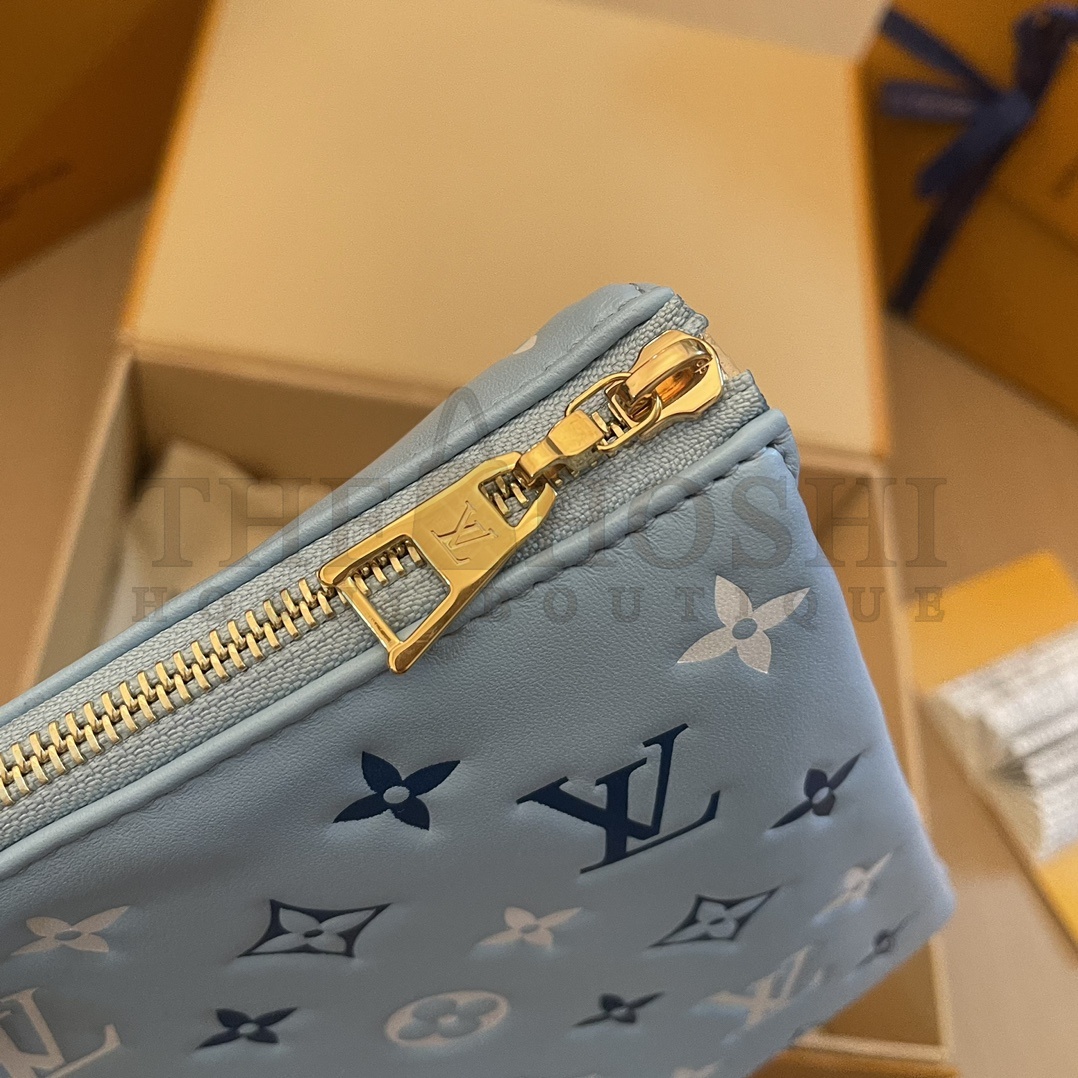 L0vis Vvtt0n LV Women Coussin PM Handbag Blue Lambskin Silk Scarf Cowhide Leather Master Quality