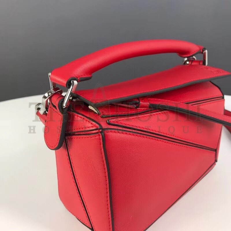 L0ew* Mini Puzzle Bag In Red Calfskin Leather Master Quality