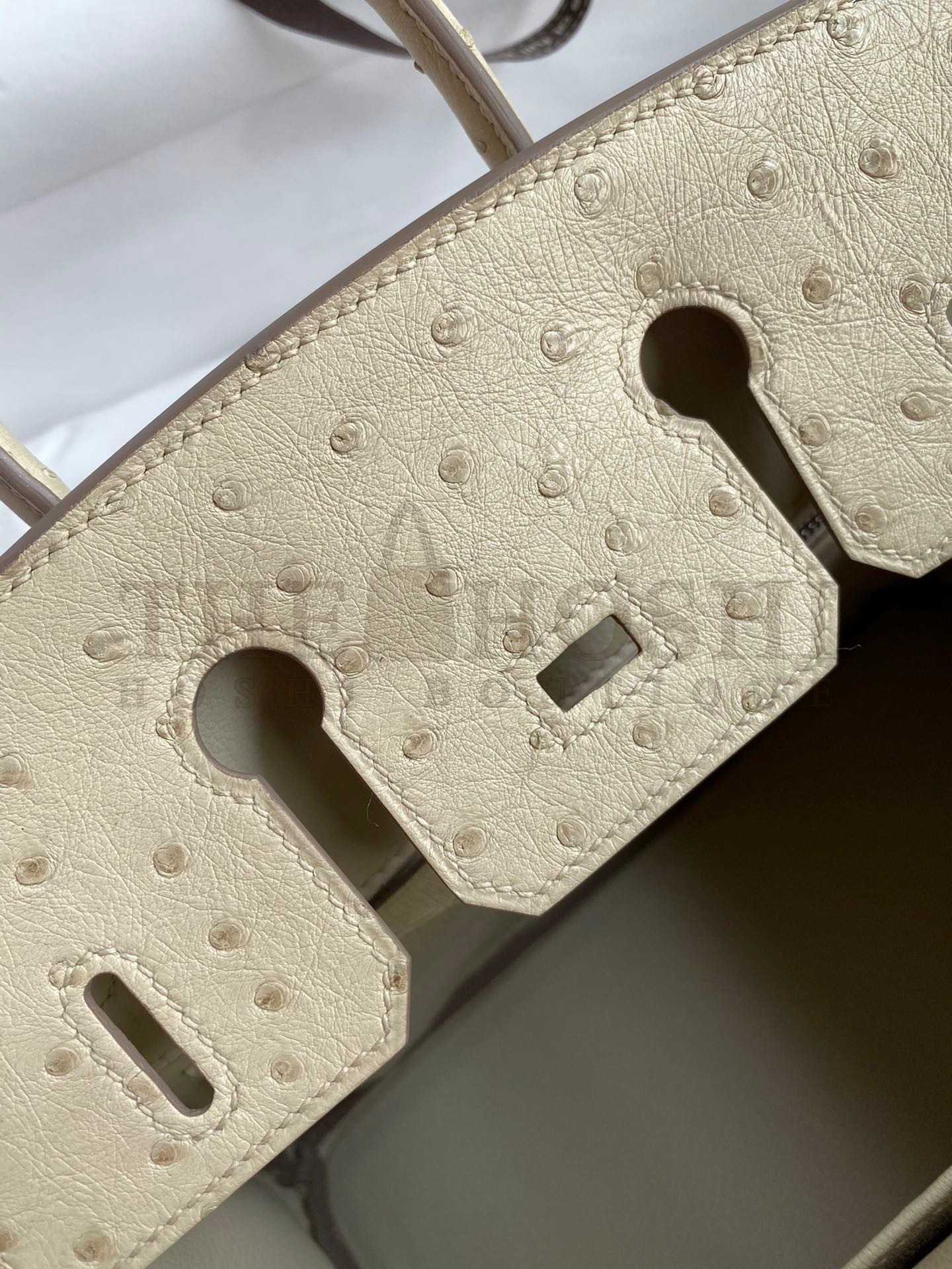 H**me5 Birkin 25 Retourne Handmade Bag In Parchemin Ostrich Leather Master Quality