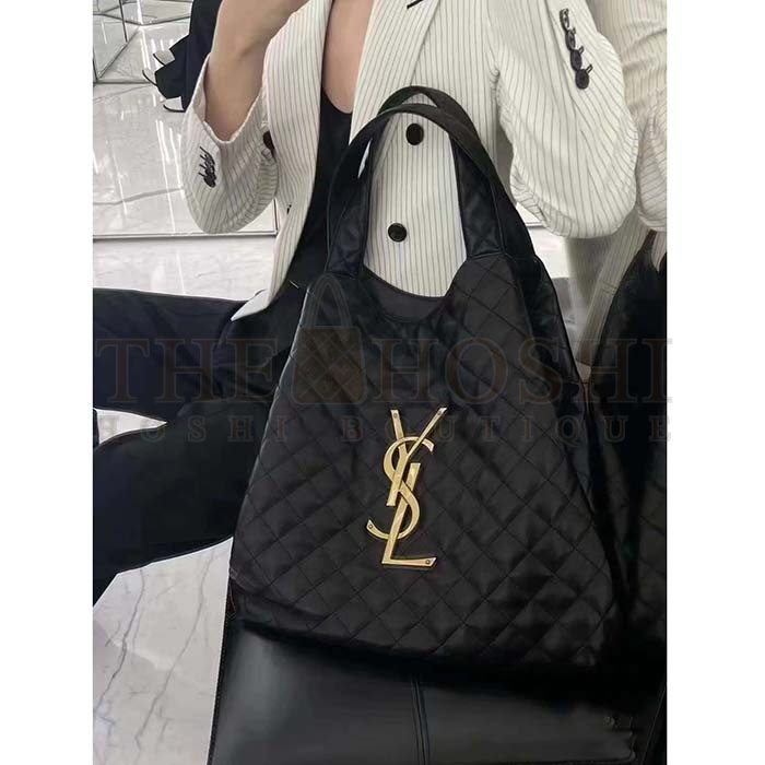 Sa1nt Lau*nt Y51 Women Icare Maxi Shopping Bag Quilted Lambskin Black STYLE ID 698651AAANG1000 Master Quality