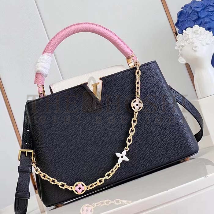 L0vis Vvtt0n LV Women Capucines MM Handbag Black Pink Taurillon Leather Master Quality