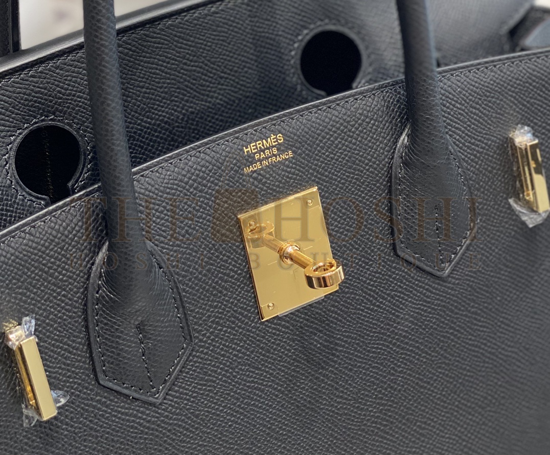 H**me5  Birkin Bag 30cm Epsom Leather Black Gold Hardware Master Quality