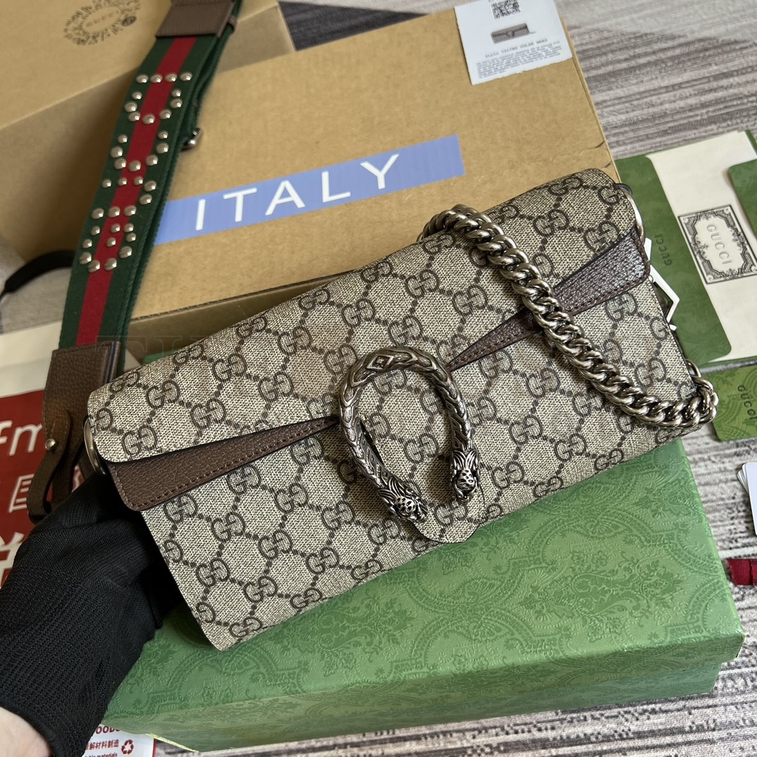 Gvc*1 Dionysus Small Shoulder Bag Cosmogonie Collection GG Svp*me Canvas Brown Leather Trim 25x14x4cm 731782 Master Quality