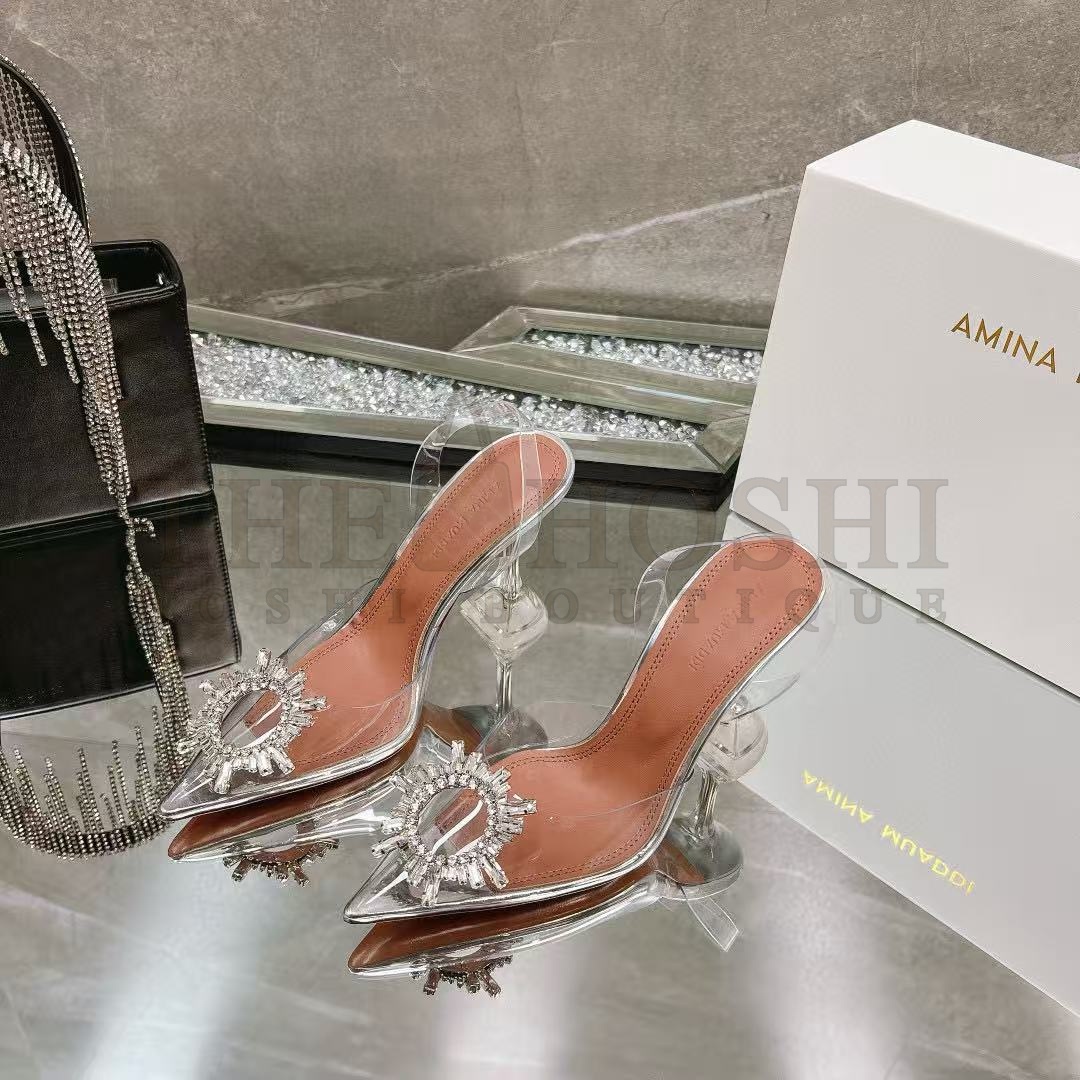 BalletCat PVC Crystal Embellished Irregular Heel High Heels Silver 9.5cm Master Quality