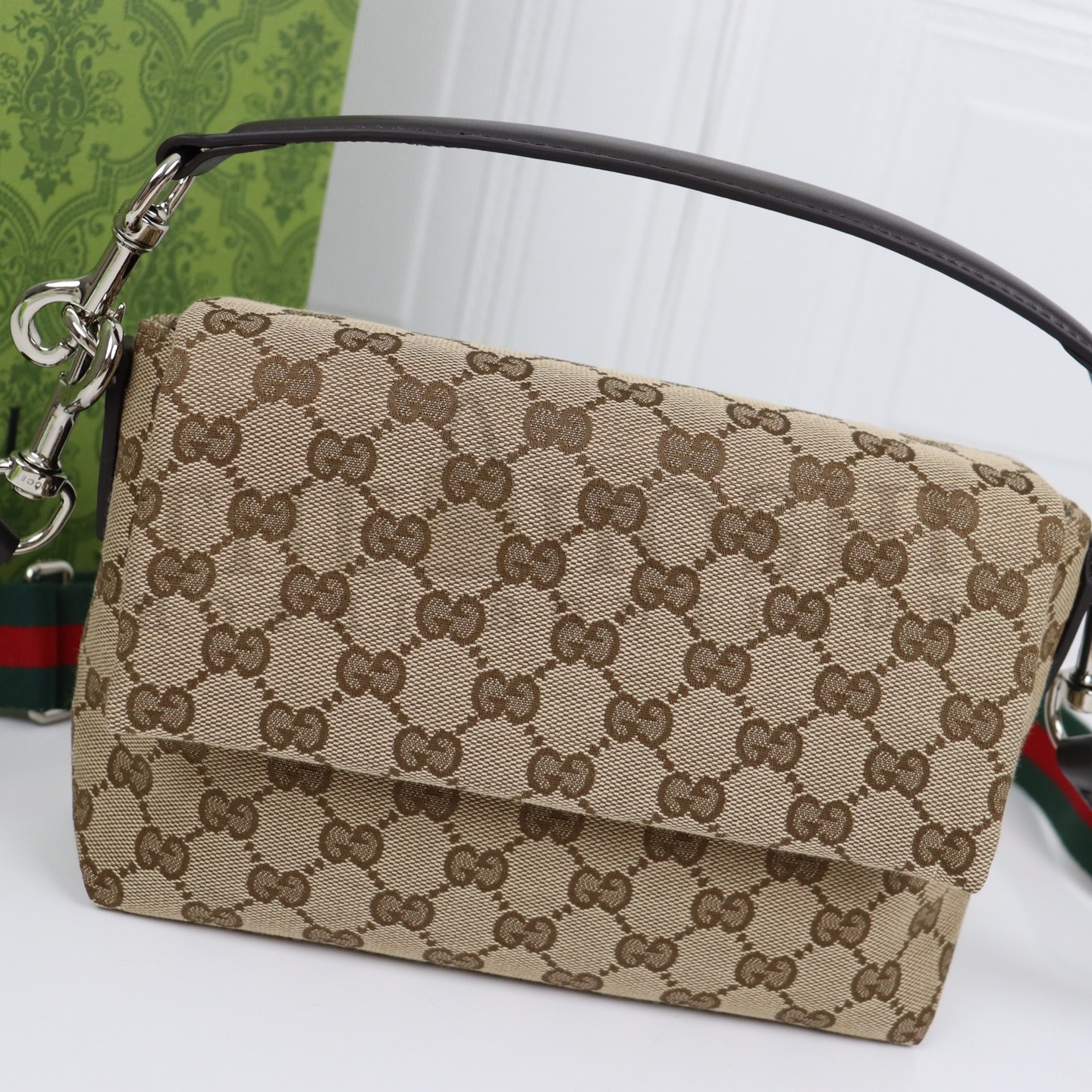 Gvc*1 GG Svp*me Canvas Shoulder Bag Beige Coffee 19x15x7cm 821617 Master Quality