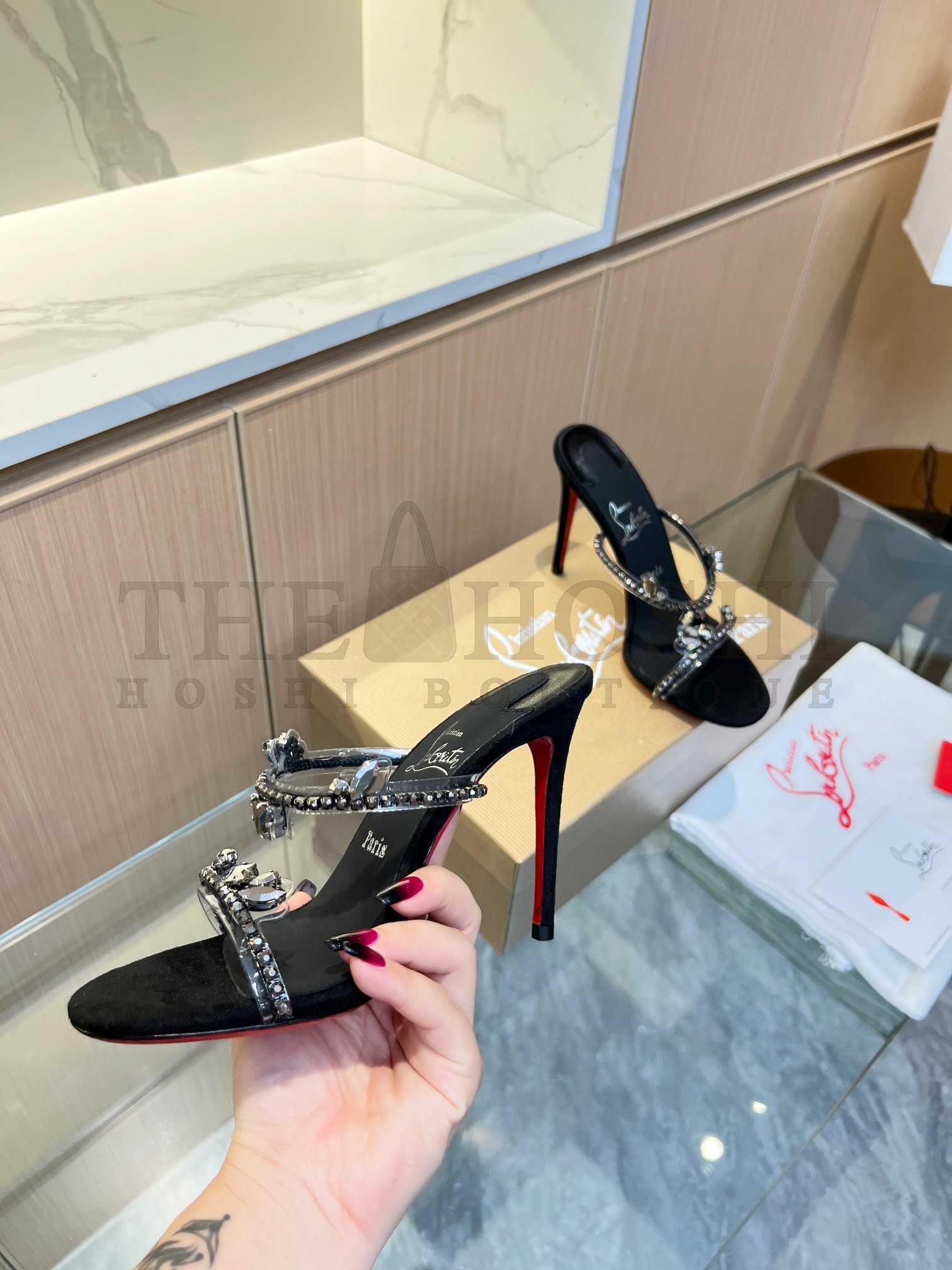 Chr1st1an Louboutin CL Just Queen Crystal Pumps 10cm Black Heels Master Quality