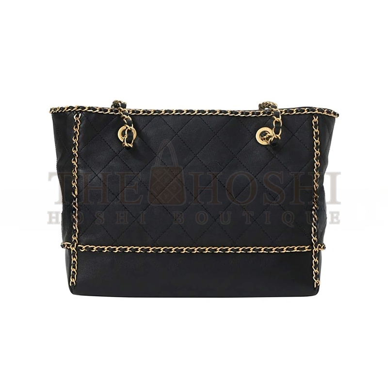 Ch**el BLACK MATELASSÉ CALFSKIN CHAINED SHOPPING TOTE AS2739 (36*30*11cm) Master Quality