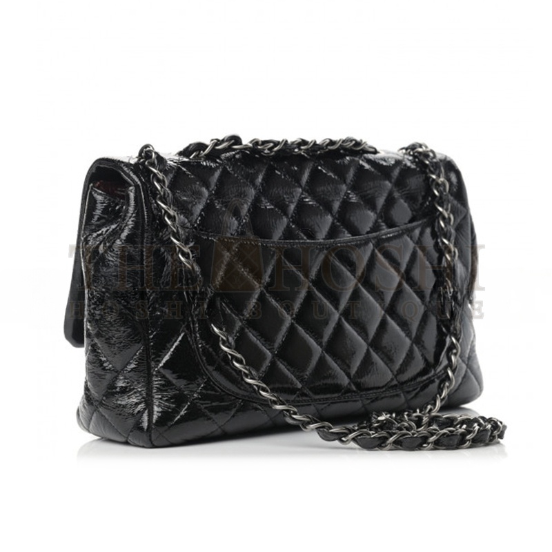 Ch**el CRINKLED PATENT QUILTED JUMBO SINGLE FLAP 1191914 (30*18*8cm) Master Quality