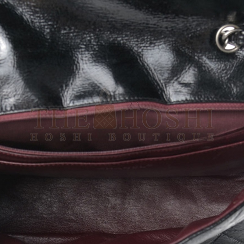 Ch**el CRINKLED PATENT QUILTED JUMBO SINGLE FLAP 1191914 (30*18*8cm) Master Quality