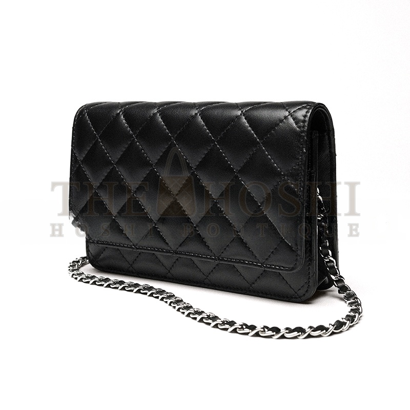 Ch**el CLASSIC WALLET ON CHAIN LAMBSKIN BLACK AS4241 (19.2*12.3*3.5cm) Master Quality