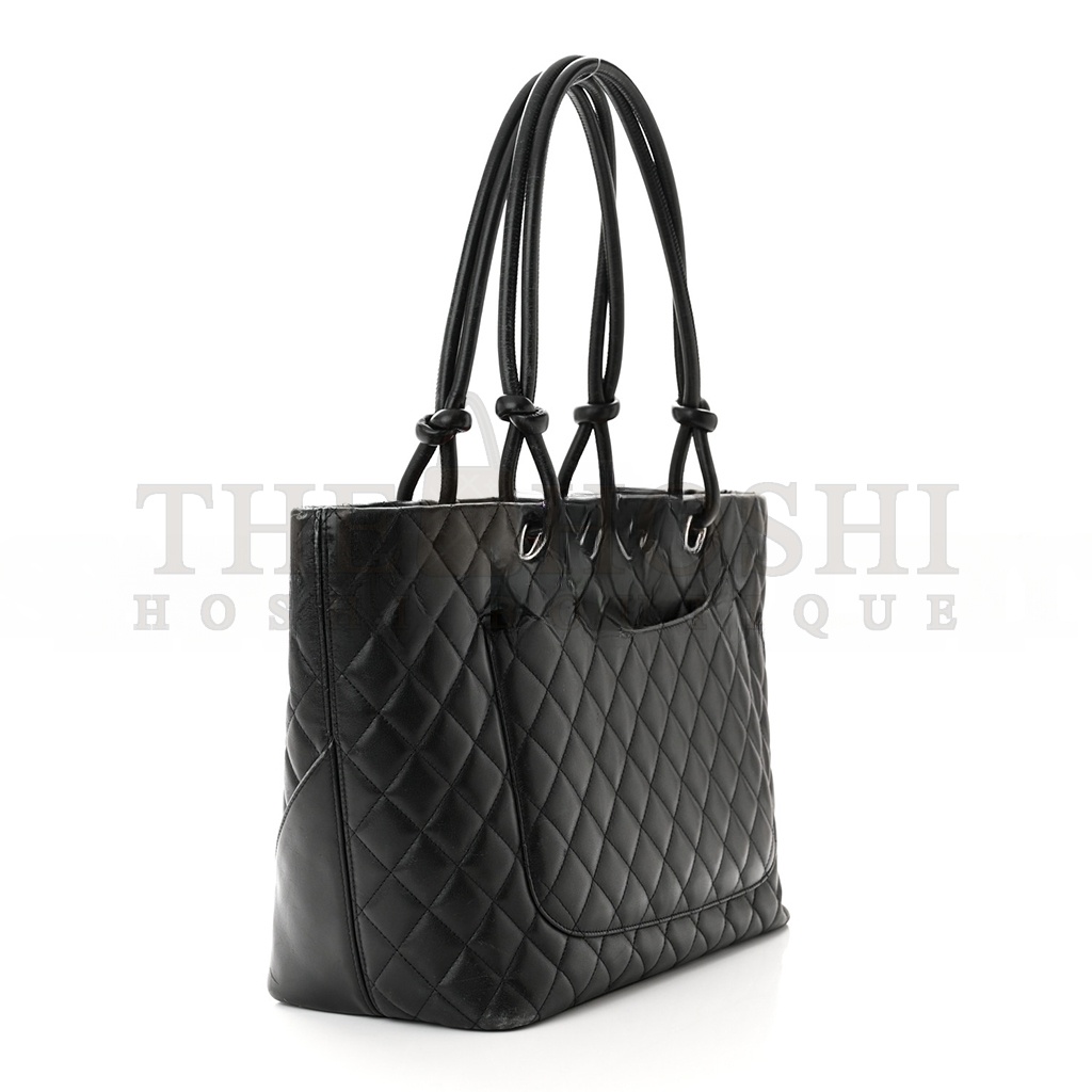 Ch**el CALFSKIN QUILTED LARGE CAMBON TOTE BLACK WHITE (30*25*15cm) Master Quality