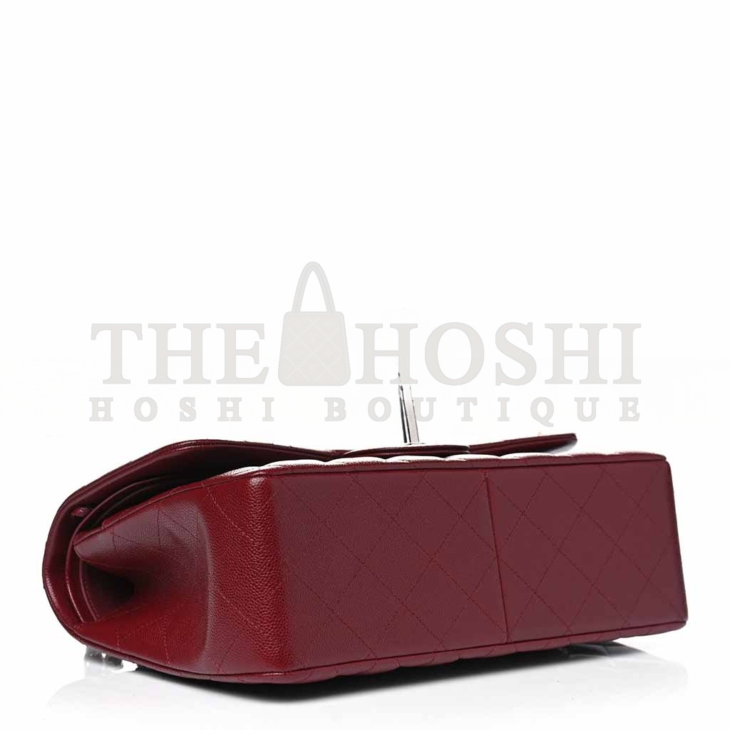 Ch**el MEDIUM CAVIAR QUILTED FLAP BURGUNDY (25.5*15.5*6.5cm) Master Quality