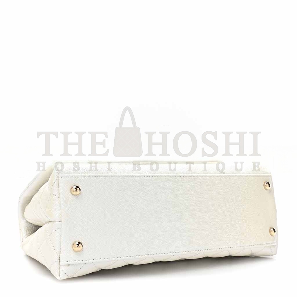 Ch**el IRIDESCENT CAVIAR QUILTED MEDIUM COCO HANDLE FLAP WHITE (29*18*12cm) Master Quality