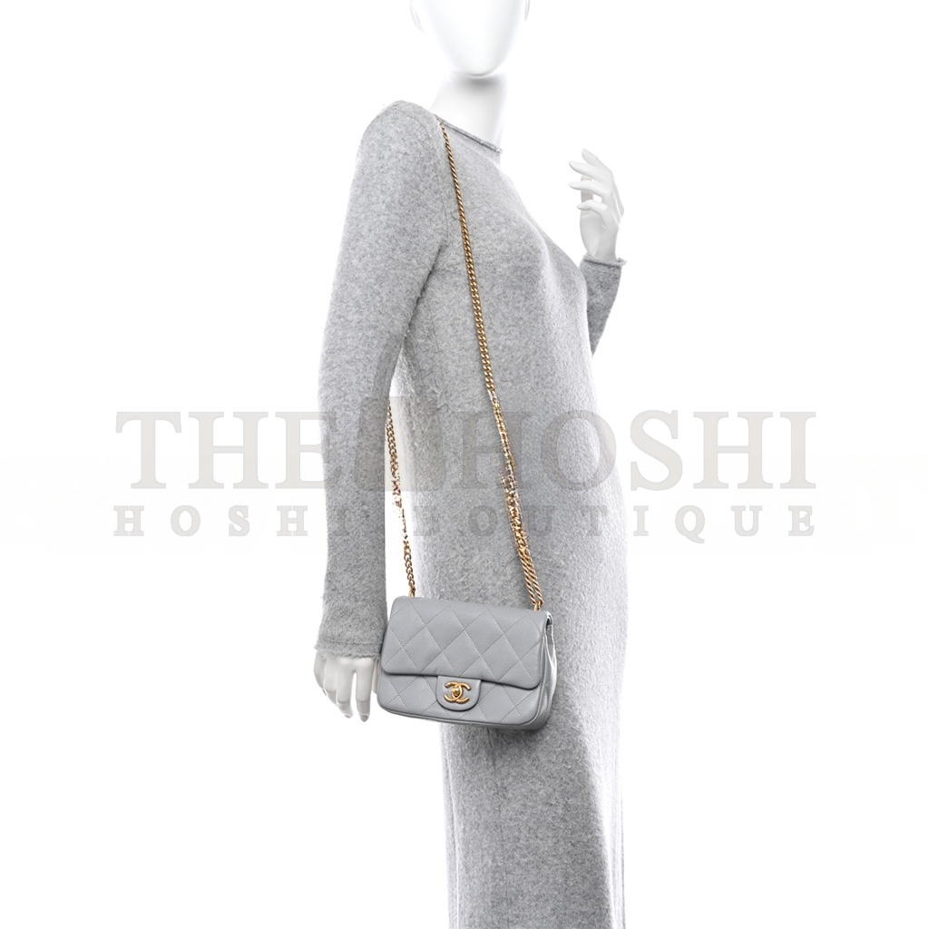 Ch**el CAVIAR QUILTED MINI SWEETHEART FLAP GREY (20*14*8cm) Master Quality