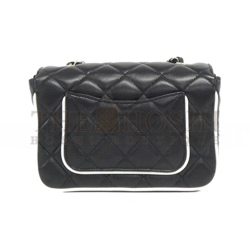 Ch**el BLACK AND WHITE FLAP SHEEPSKIN SHOULDER BAG AS5151 (15*12*3.5cm) Master Quality