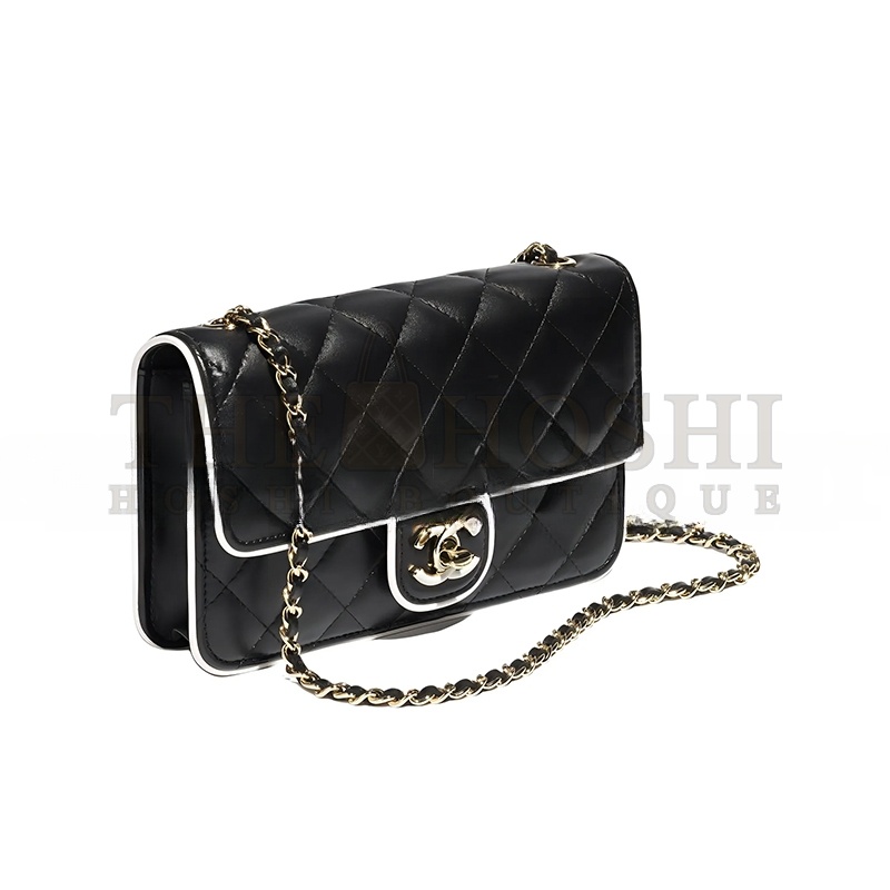 Ch**el WOC BLACK AND WHITE CHAIN WALLET SHOULDER BAG AP4511 (19*12*3.5cm) Master Quality