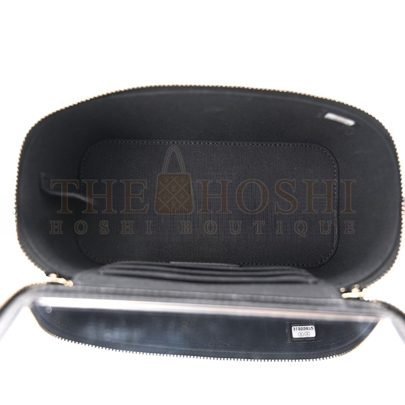 Ch**el LAMBSKIN QUILTED SMALL VANITY CASE WITH CHAIN BLACK (17*9*8cm) Master Quality