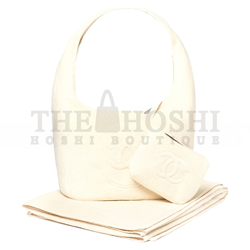 Ch**el COCO BEACH 2025 COLLECTION BEACHWEAR SET COTTON IVORY AAA938 (58*38*20cm) Master Quality