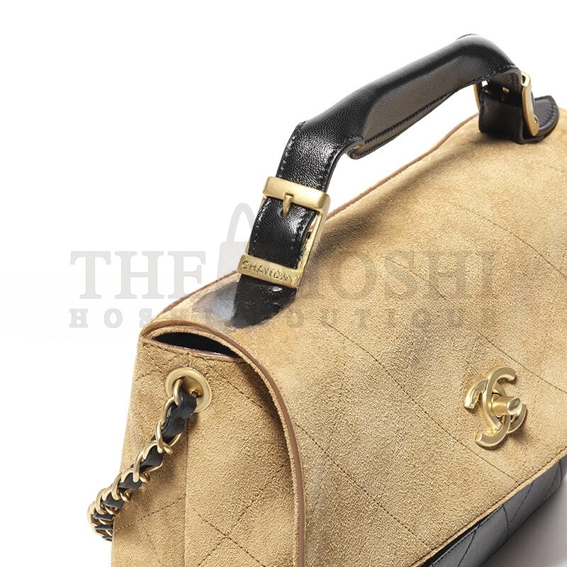 Ch**el LARGE FLAP BAG WITH TOP HANDLE AS5637 (29*18*8cm) Master Quality